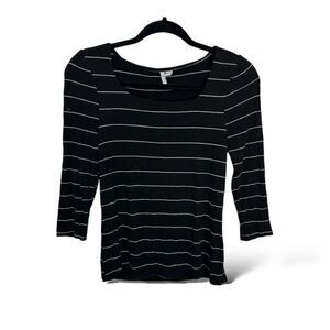 Elle Striped Ribbed Knit 3/4 Sleeve Top Women’s XS